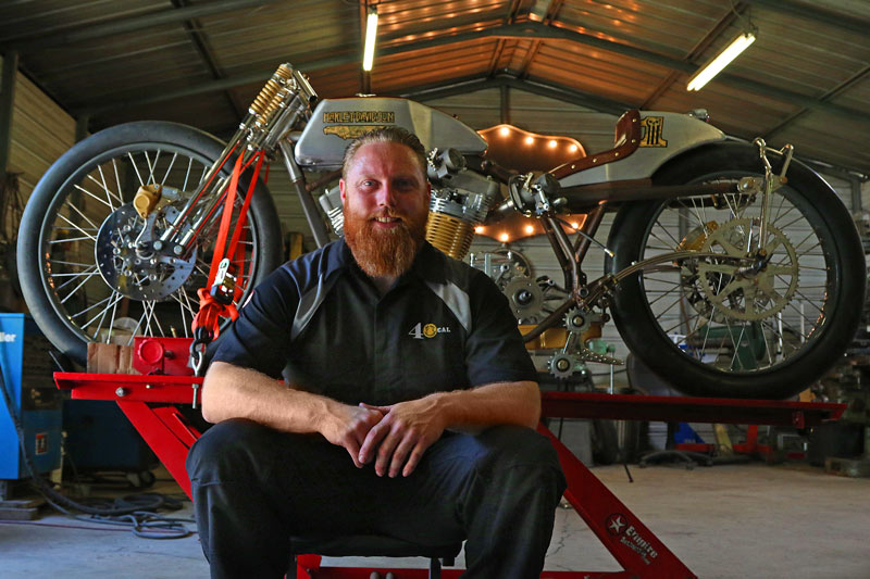 Image of Matt harris working on motorcycle