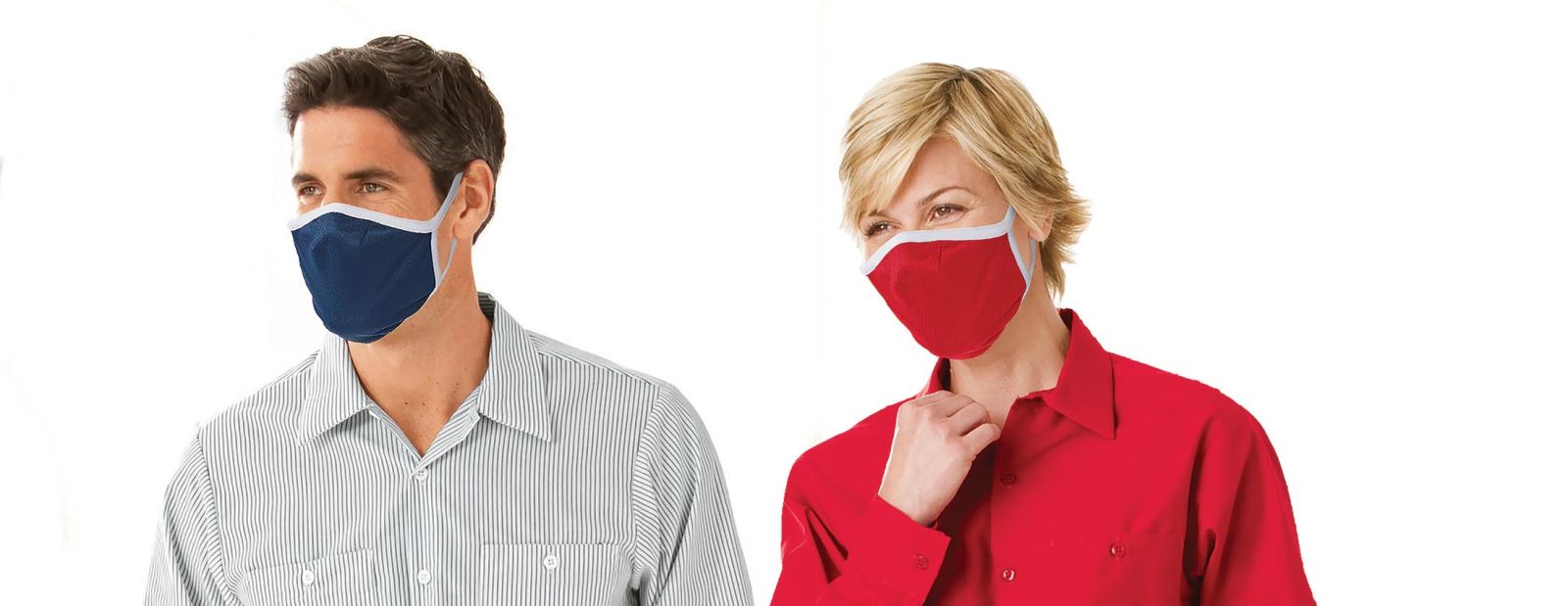 man and woman wearing face mask