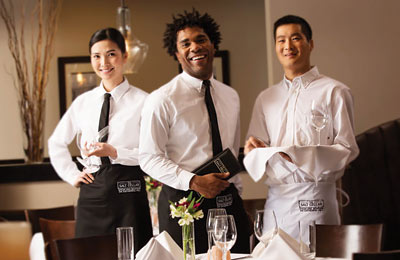 Three restaurant servers